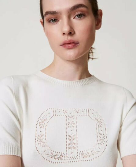 Maglia a lupetto con logo oval t twin set pe25 art. 251tp3430