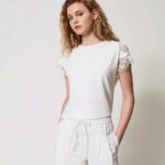 T- shirt regular con pizzo twin set pe25 art. 251tp2290