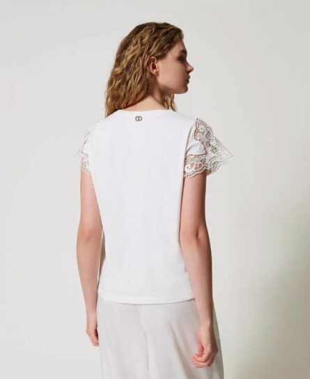 T- shirt regular con pizzo twin set pe25 art. 251tp2290