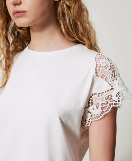 T- shirt regular con pizzo twin set pe25 art. 251tp2290