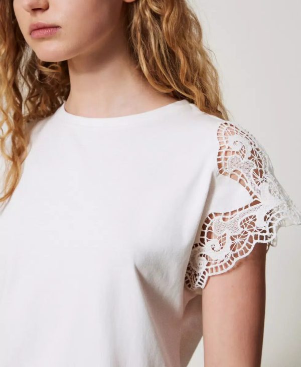 T- shirt regular con pizzo twin set pe25 art. 251tp2290