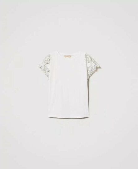 T- shirt regular con pizzo twin set pe25 art. 251tp2290