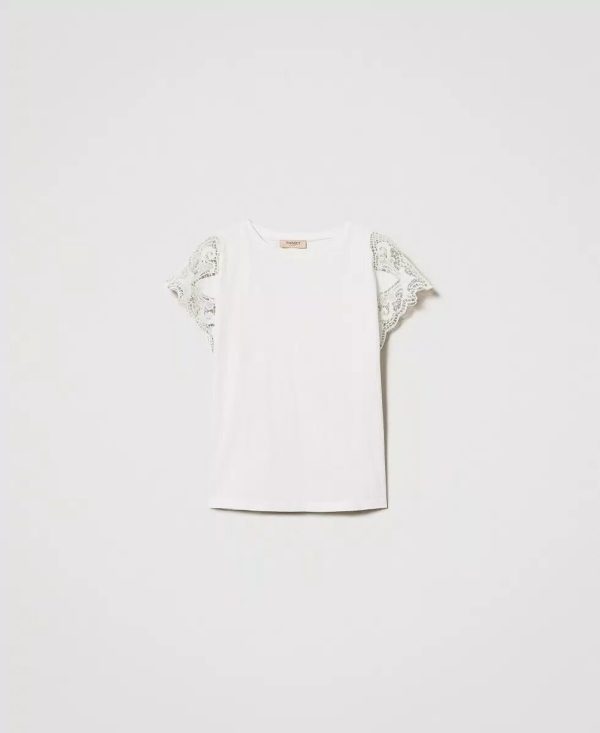 T- shirt regular con pizzo twin set pe25 art. 251tp2290