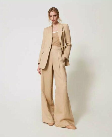 Pantalone a palazzo in misto lino twin set pe25 art. 251te2143
