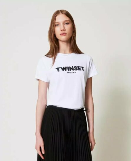 T- shirt con logo ricamato twin set pe25 art. 251tp2070