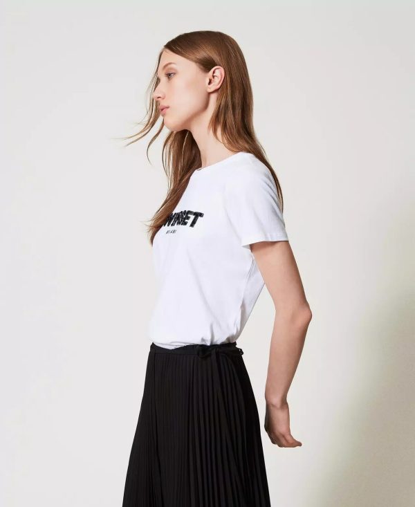 T- shirt con logo ricamato twin set pe25 art. 251tp2070
