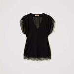 Top con pizzo e pieghe twin set pe25 art. 251tp2781