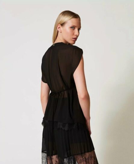 Top con pizzo e pieghe twin set pe25 art. 251tp2781