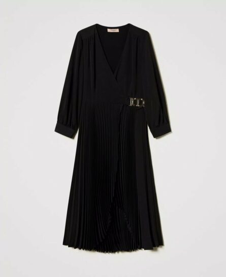 Abito longuette in crèpe de chine plissè twin set pe25 art. 251tp2420