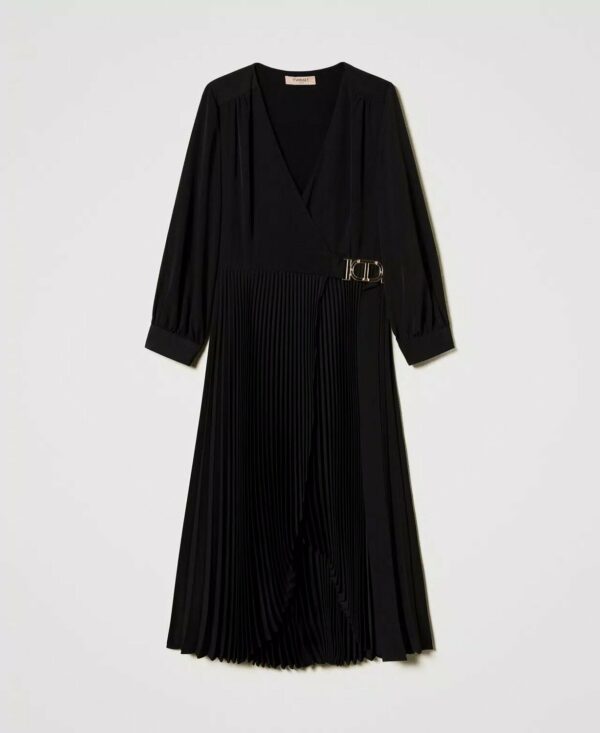 Abito longuette in crèpe de chine plissè twin set pe25 art. 251tp2420