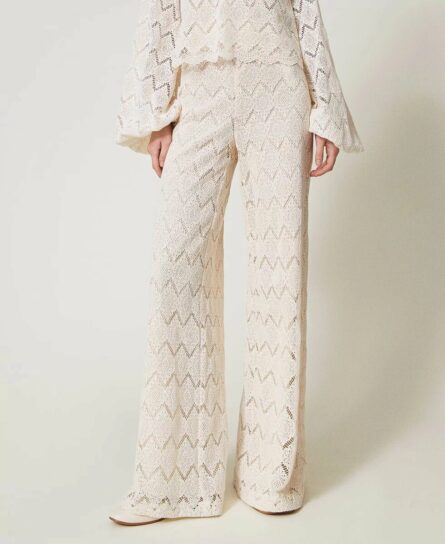 Pantaloni wide leg in pizzo macramè twin set pe25 art. 251tp2409