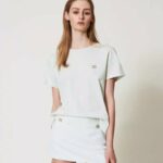 T-shirt con logo oval t di strass twin set pe25 art. 251tt2040