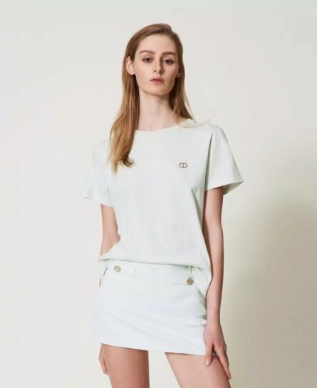 T-shirt con logo oval t di strass twin set pe25 art. 251tt2040