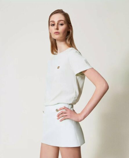 T-shirt con logo oval t di strass twin set pe25 art. 251tt2040