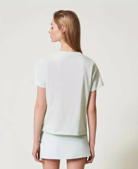 T-shirt con logo oval t di strass twin set pe25 art. 251tt2040