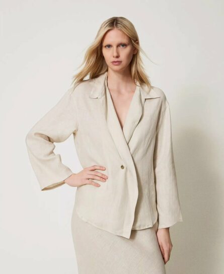 Camicia a portafoglio in lino twin set pe25 art. 251tf2017