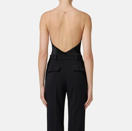 Body in lycra con spalline in tulle Elisabetta Franchi BO03051E3