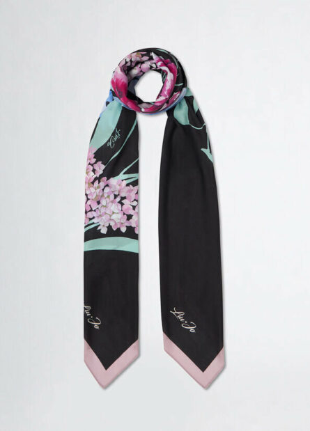 Foulard nero a fiori liu jo pe 25 art. 2a5035