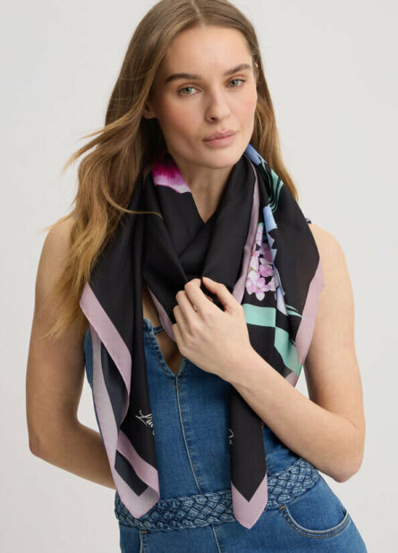 Foulard nero a fiori liu jo pe 25 art. 2a5035