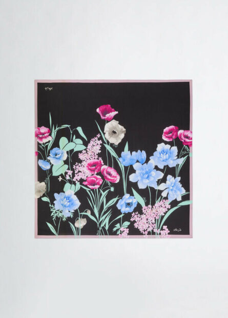 Foulard nero a fiori liu jo pe 25 art. 2a5035