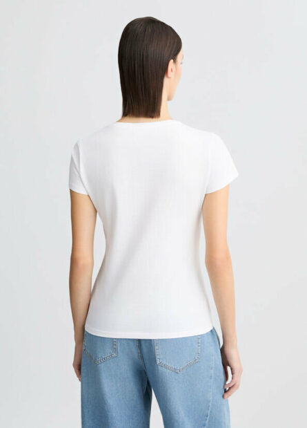 T- shirt in cotone con stampa e strass liu jo pe 25 art. wa5239