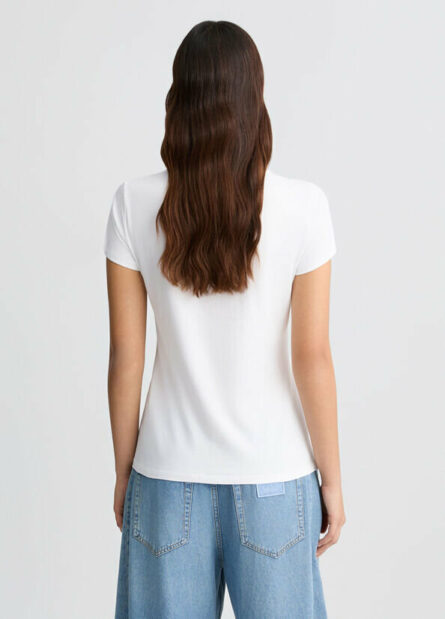 T- shirt in cotone con stampa e strass liu jo pe 25 art. wa5239