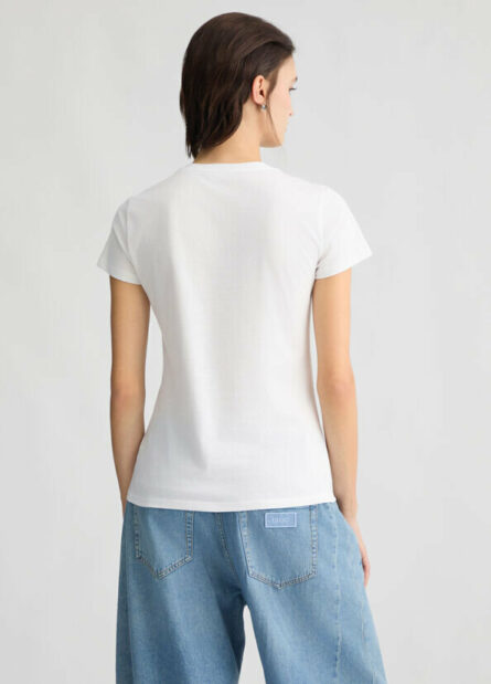 T-shirt con stampa e strass liu jo pe 25 art. wa5362