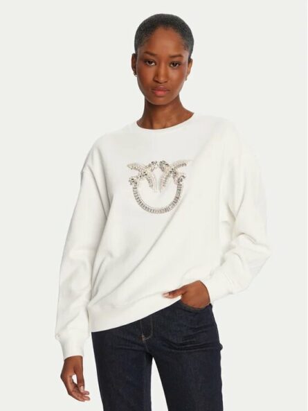 Nelly Maglia Felpa Ricamo Logo Pinko Maglie Donna 100534A2RO AI25.26.