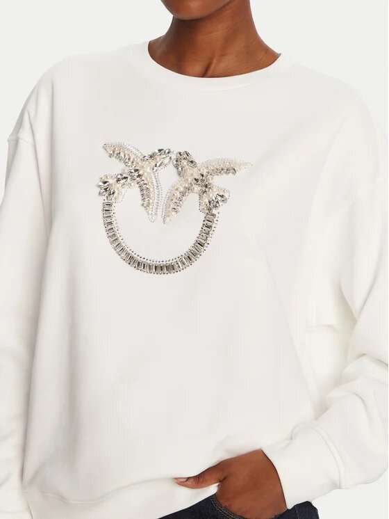 Nelly Maglia Felpa Ricamo Logo Pinko Maglie Donna 100534A2RO AI25.26.