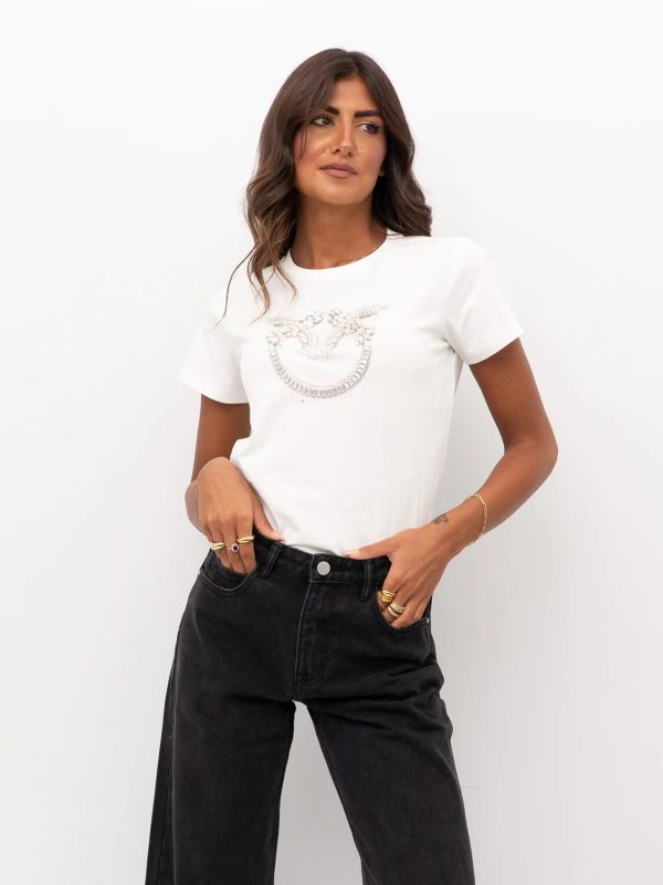 Quentin t-Shirt Jersey Ricamo Pinko t-Shirt Donna 100535A2RN AI25.26.