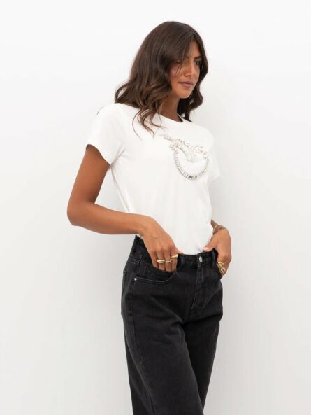 Quentin t-Shirt Jersey Ricamo Pinko t-Shirt Donna 100535A2RN AI25.26.