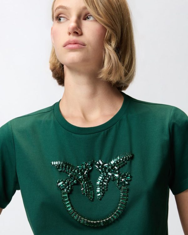 Quentin t-Shirt Jersey Ricamo Pinko t-Shirt Donna 100535A2RN AI25.26.