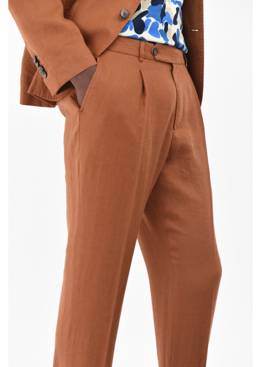 abito slim fit sfoderato in lino lavato manuel ritz pe 23. - immagine 4