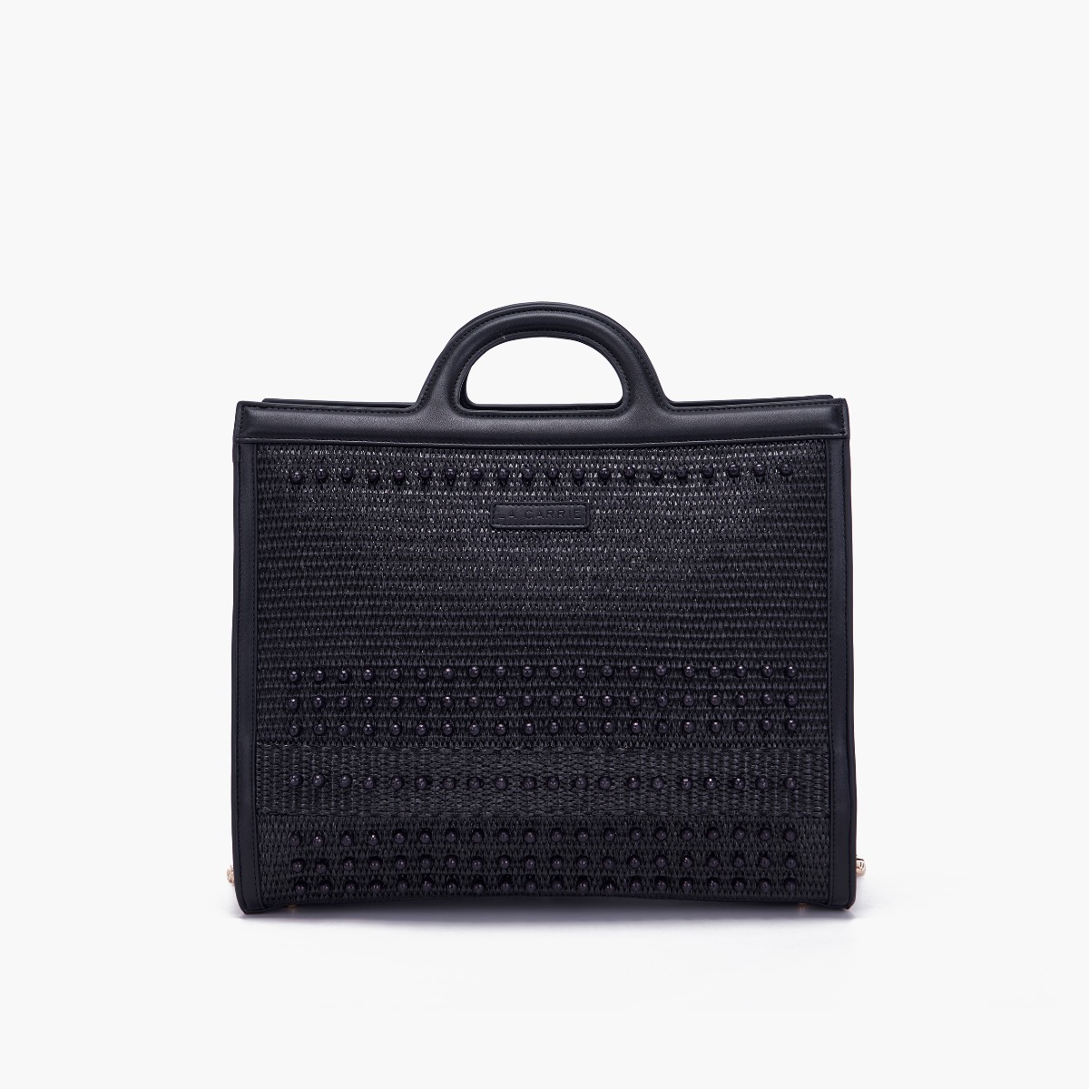 borsa shopping in raffia con perle  la carrie pe 24. - immagine 3