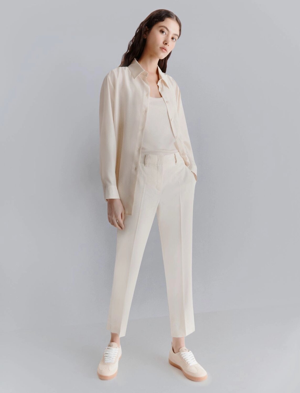 Pantalone slim in viscosa e lino stretch arles marella pe 25