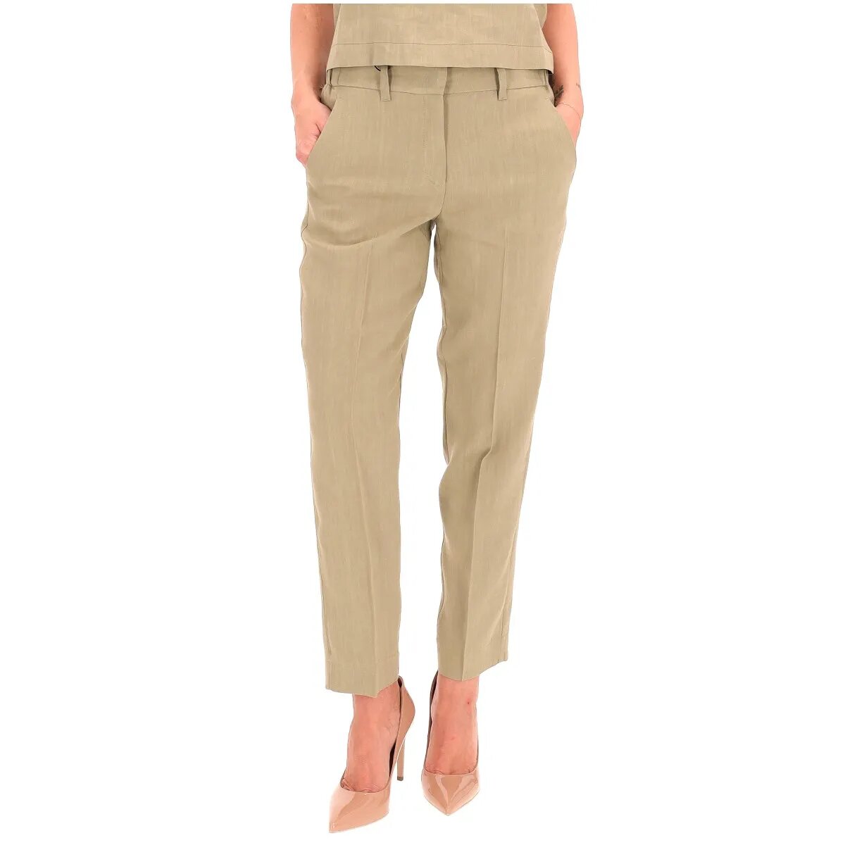 Pantalone slim in viscosa e lino stretch arles marella pe 25 - immagine 3