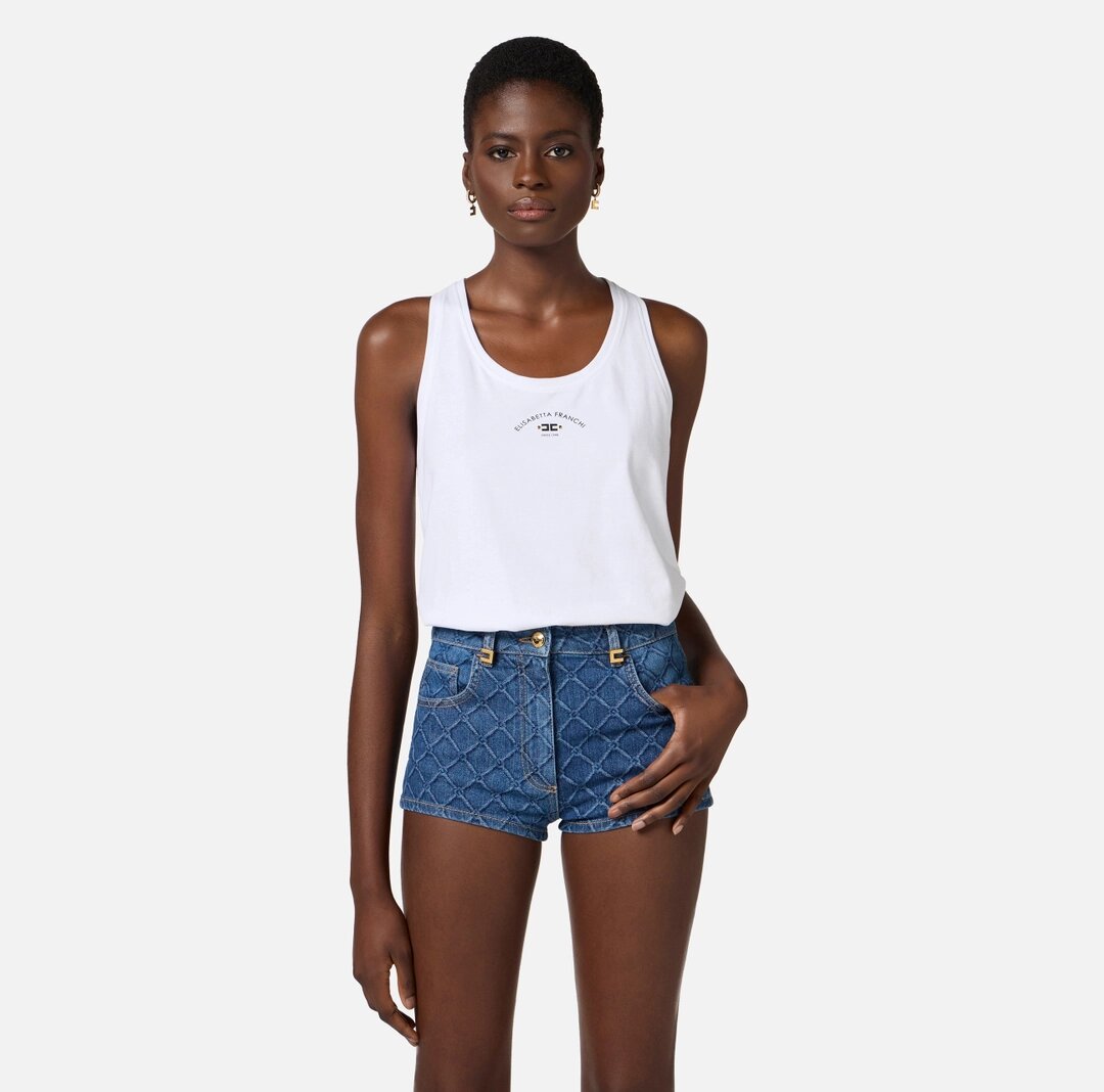 Canotta in jersey con logo cn00251e2 Elisabetta Franchi  pe25 - immagine 3