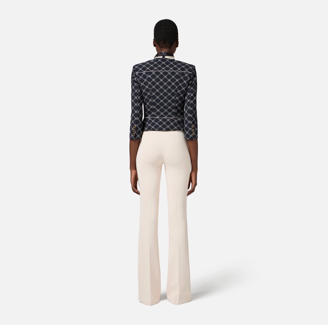 Pantaloni a zampa in crêpe con placca logo pa07951e2 Elisabetta Franchi i pe25 - immagine 3