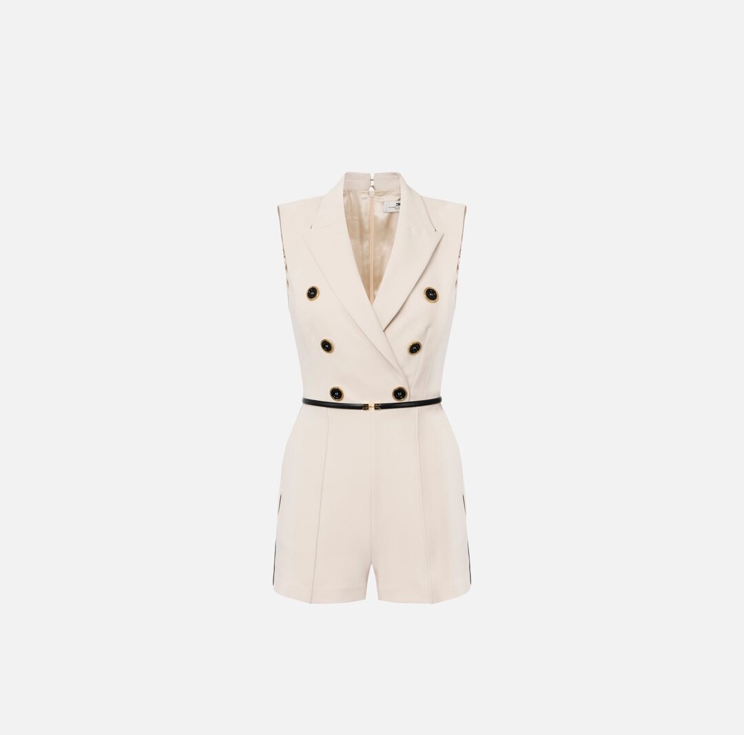 Tuta doppiopetto in crêpe con piping tut4551e2 Elisabetta Franchi  pe25 - immagine 1