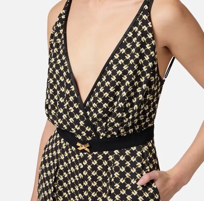 Tuta in georgette con stampa a rombi tu03551e2 Elisabetta Franchi  pe25 - immagine 4