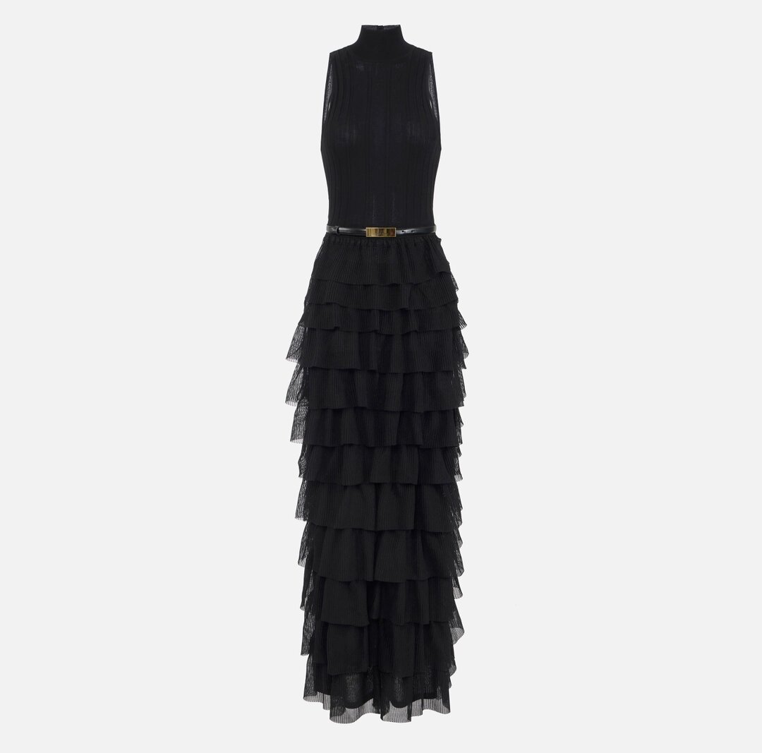 Abito Red Carpet in maglia con balze am45s52e2 Elisebetta Franchi pe25 - immagine 1