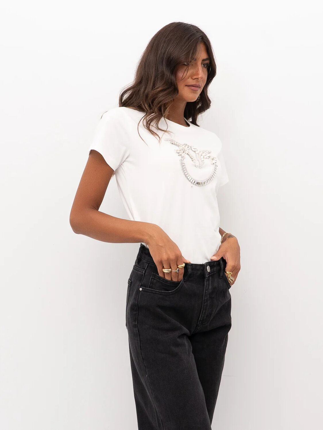 Quentin t-Shirt Jersey Ricamo Pinko t-Shirt Donna 
100535A2RN AI25.26. - immagine 5