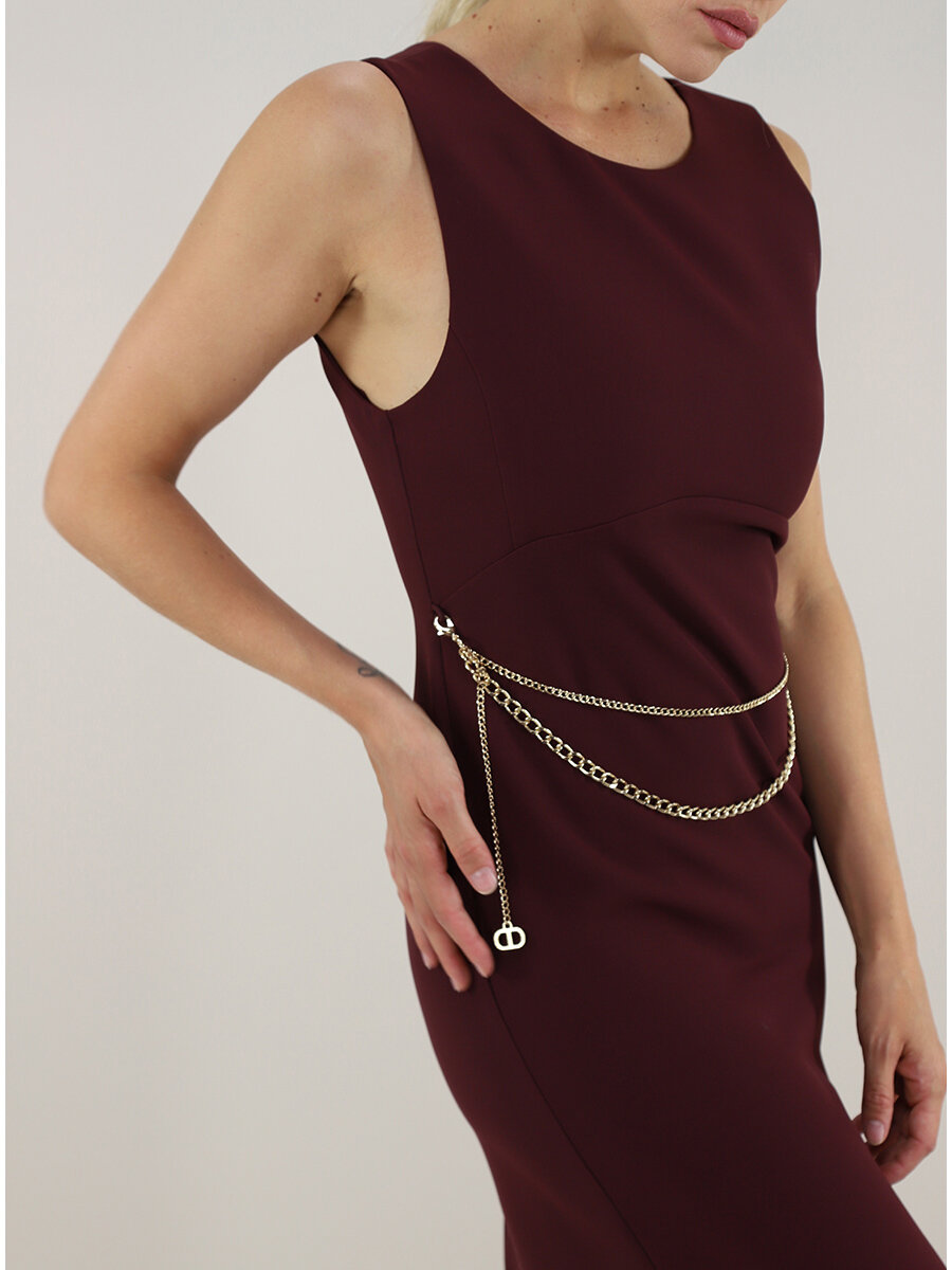 Abito Lungo Fittato C/cintura In Metall Twin Set Abiti Donna 
 
 252TP2300AI25.26. - immagine 4