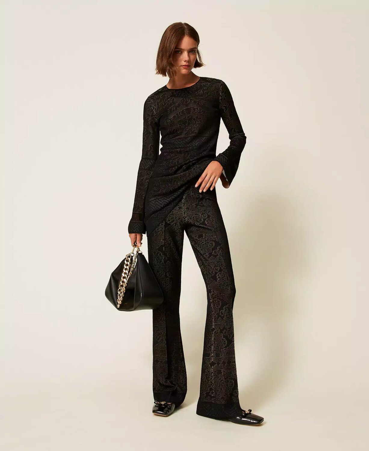 Pantalone In Maglia Traforato Double Twin Set Pantaloni 
 
 252TP3383AI25.26.