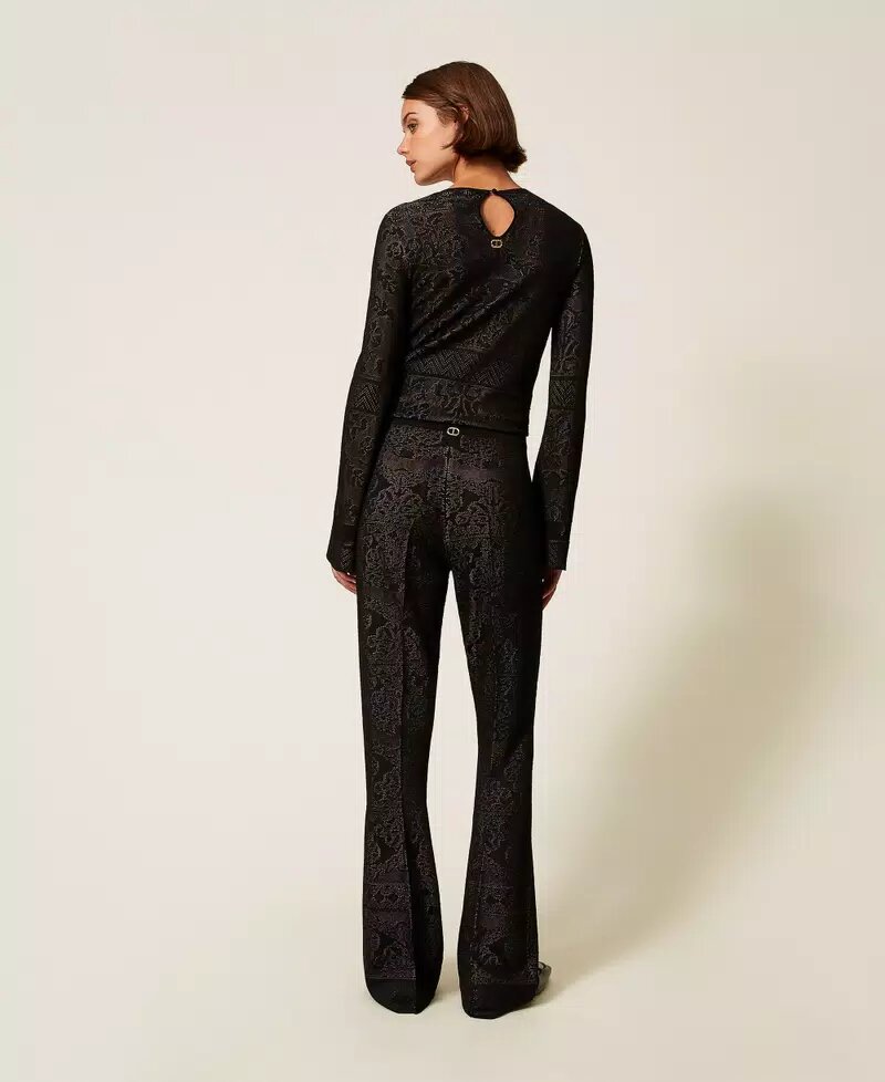 Pantalone In Maglia Traforato Double Twin Set Pantaloni 
 
 252TP3383AI25.26. - immagine 3