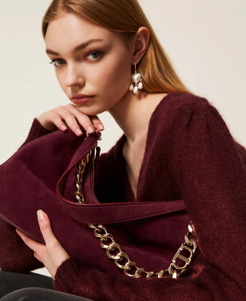 Tracolla Grande In Camoscio/manico In Ca Twin Set Borse 
 
  252TB7162AI25.26. - immagine 3